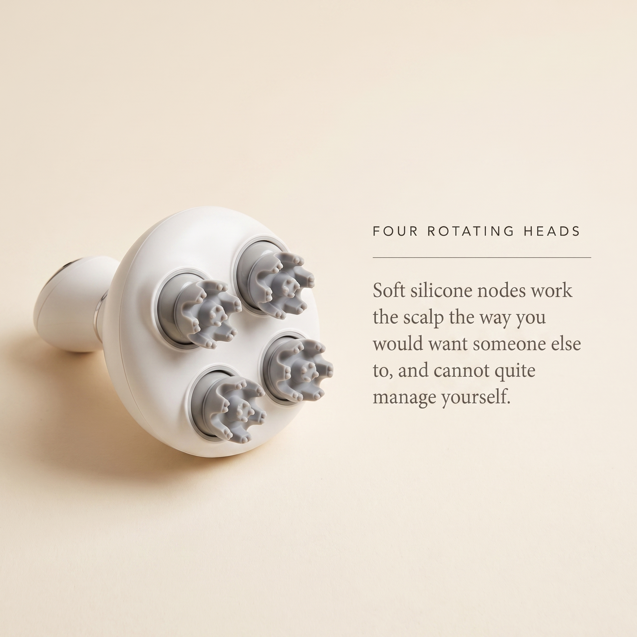 Four rotating heads with soft silicone nodes