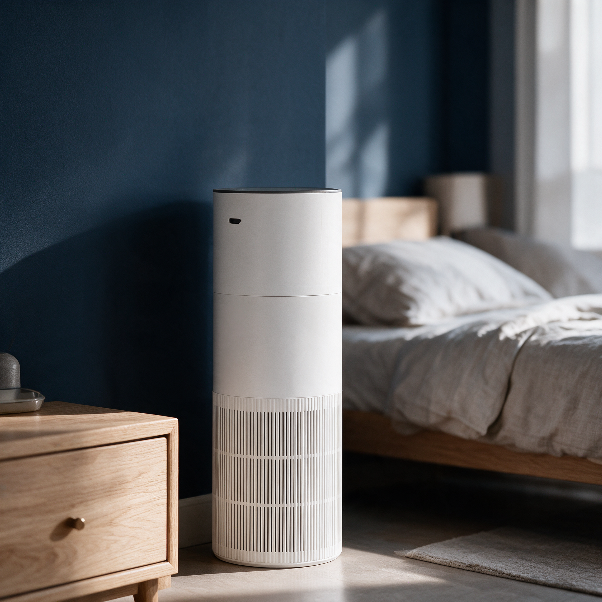 ClearField True HEPA Air Purifier in a bedroom corner