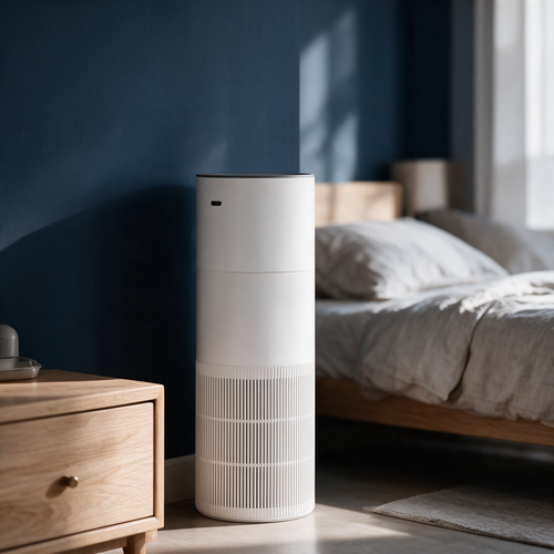 ClearField True HEPA Air Purifier in a bedroom corner