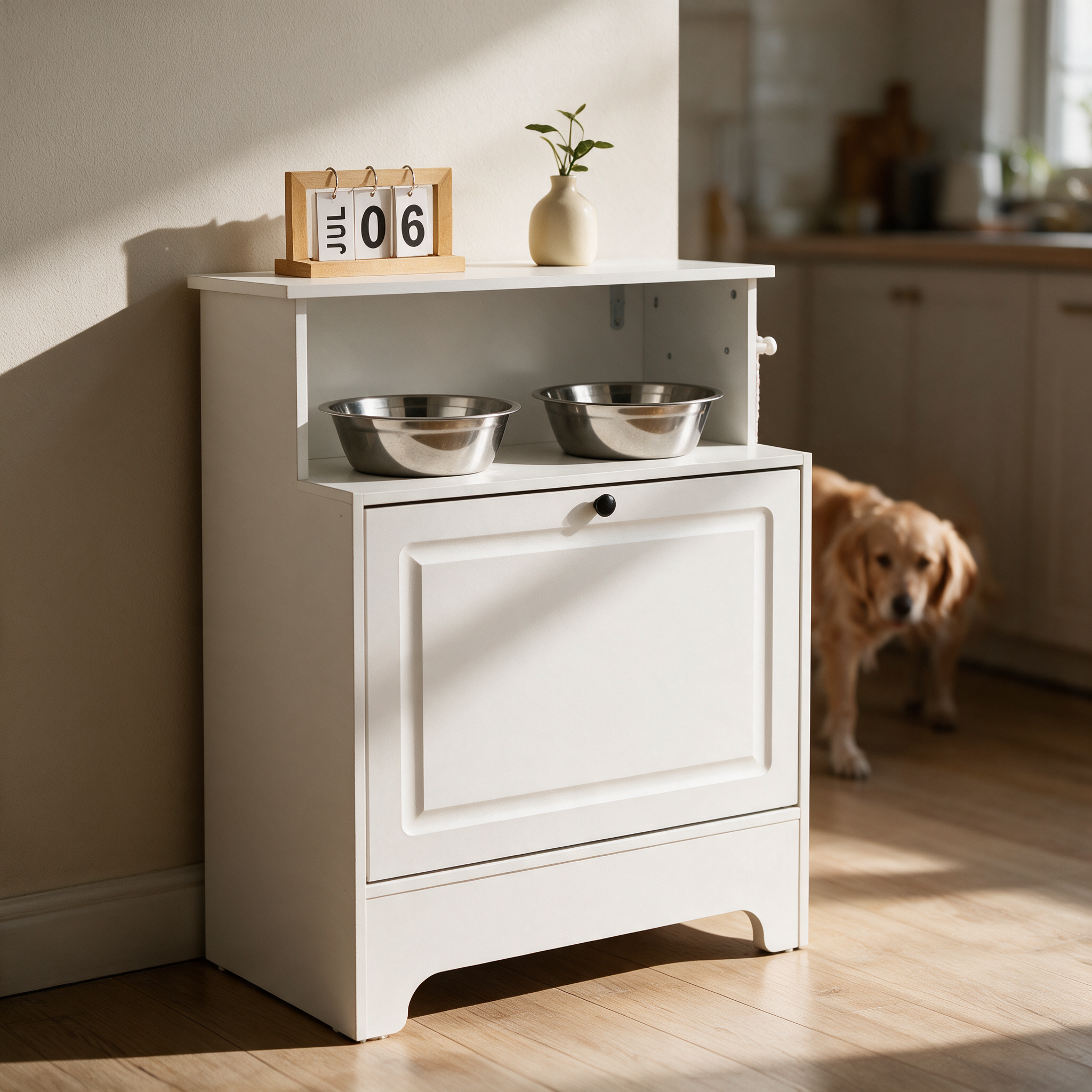 MealPost Elevated Pet Feeding Station in a kitchen