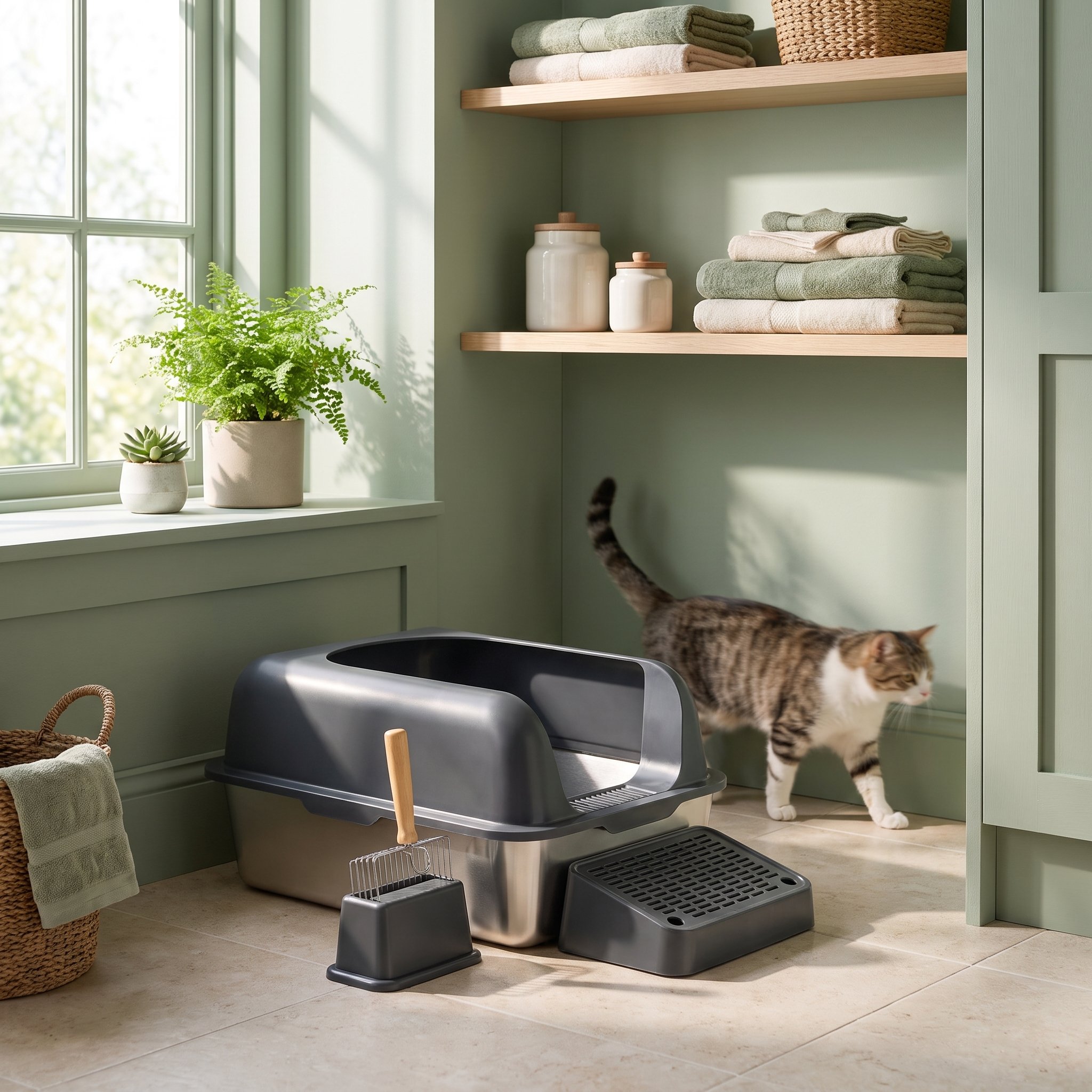 CleanStep Deep Cat Litter Box lifestyle scene