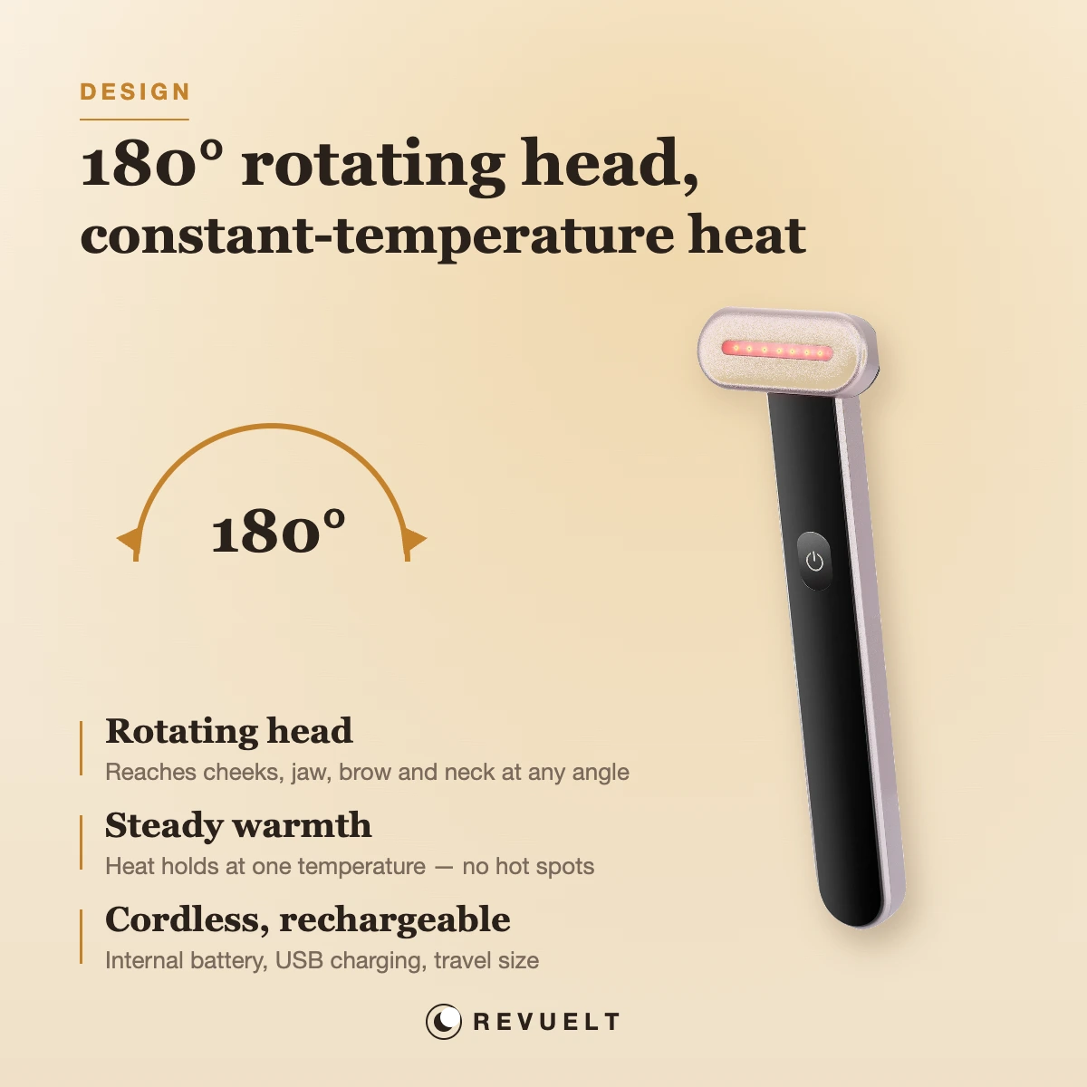 180 degree rotating head and constant-temperature heat therapy on the LumiGlow wand